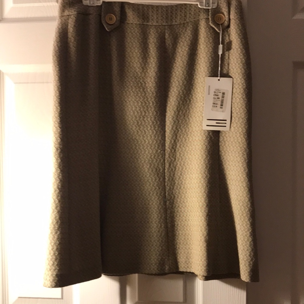 Tan ,white and green skirt